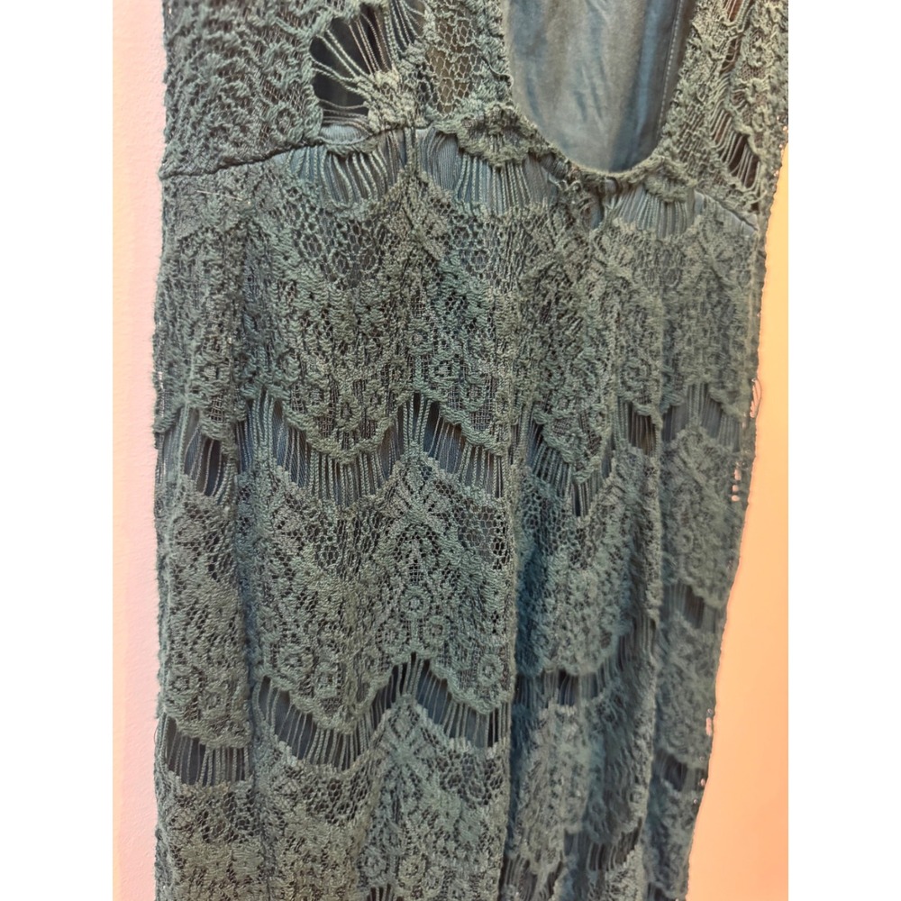 Rare Free‎ People Teal Blue Lace Cap Sleeve Mini Dress Size S Darling! - Picture 4 of 4
